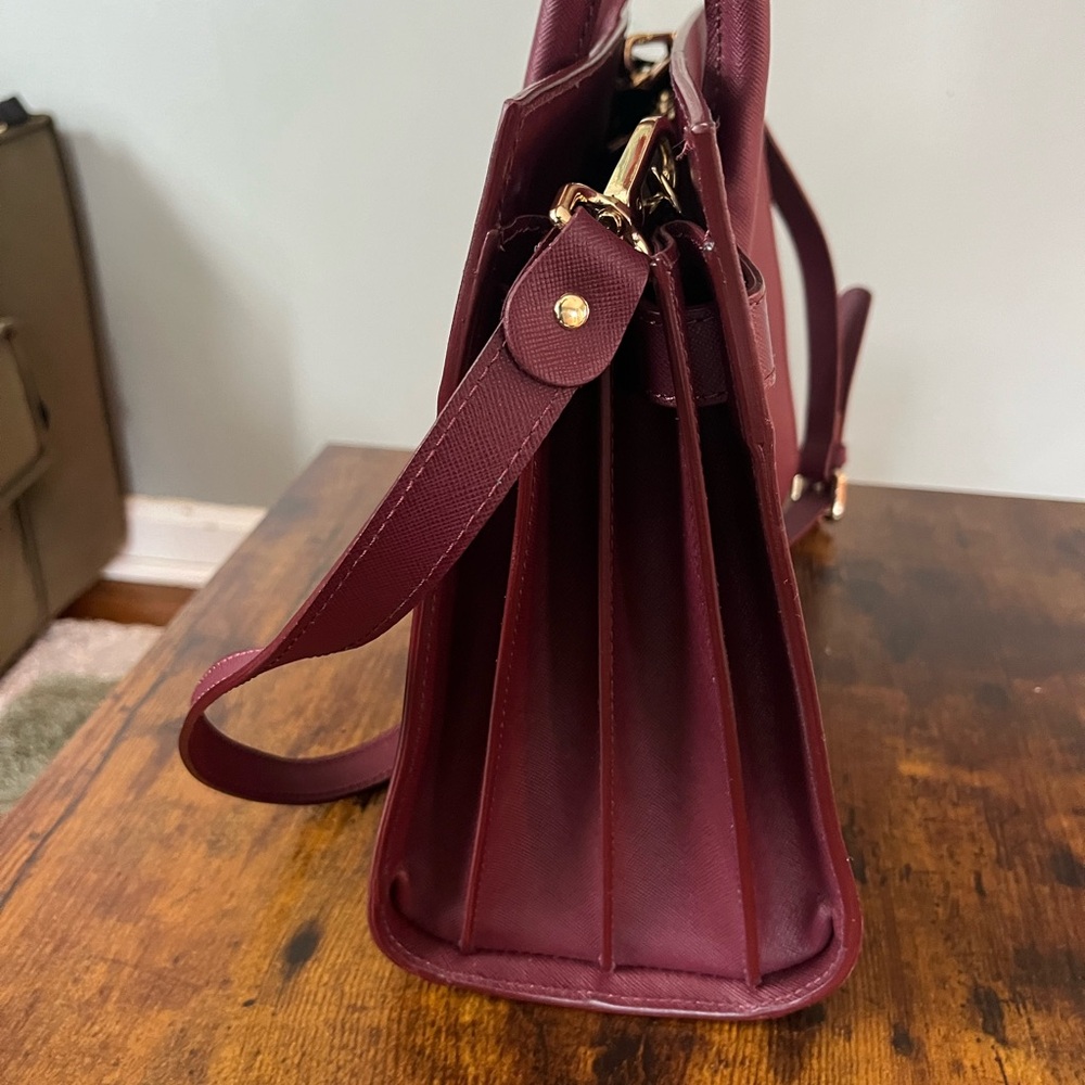 Vera pelle Italy handmade burgundy leather handbag - Picture 4 of 12